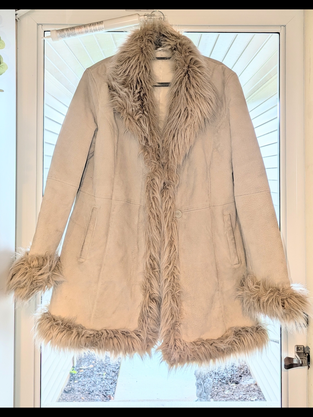 Women's Faux Shearling Trim Coat - Light Taupe